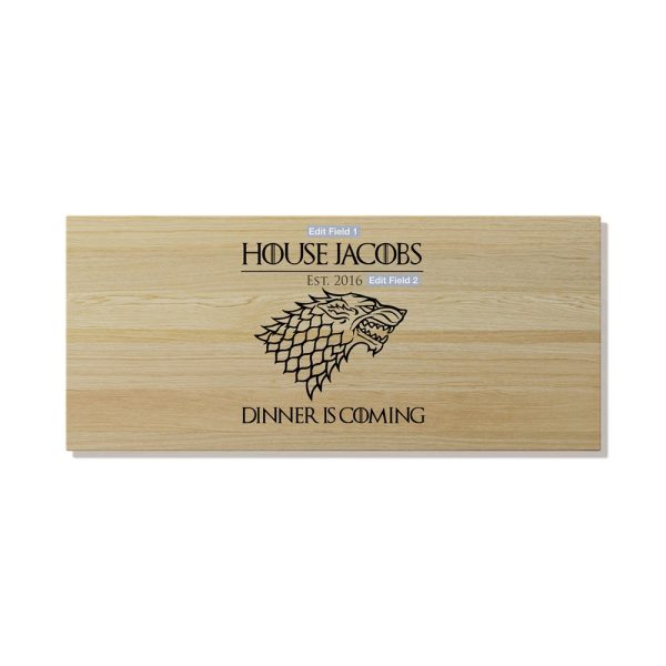 Dinner Is Coming Oak Classic Cutting Board