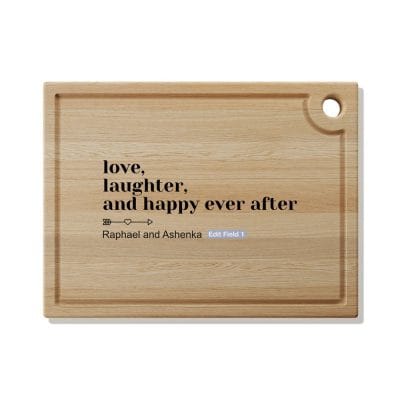 Love & Laughter Oak Standard Cutting Board