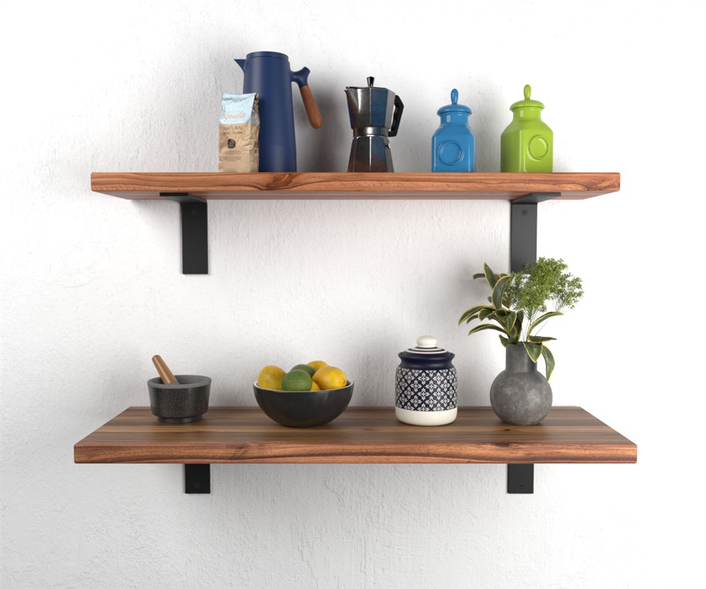 Solid Blackwood Shelving - Kitchen