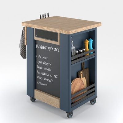 Old Oryx Chapman Mobile Butchers Block Braai Trolley - Trident Blue