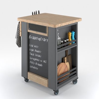 Old Oryx Chapman Mobile Braai Butler Dark Grey Back