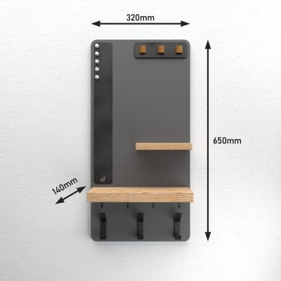 Old Oryx Entryway Organiser - Key and Coat Rack- Dimensions