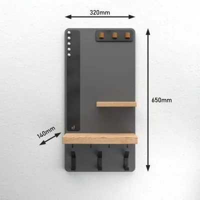 Old Oryx Entryway Organiser - Key and Coat Rack- Dimensions