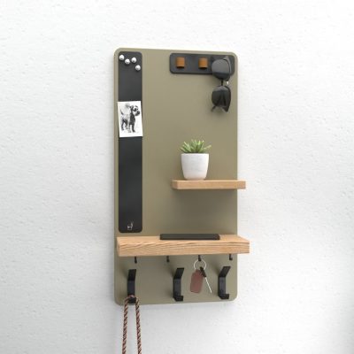 Old Oryx Entryway Organiser - Key and Coat Rack- Khaki