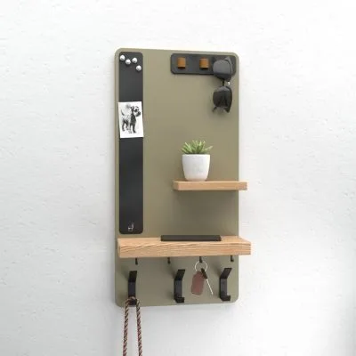 Old Oryx Entryway Organiser - Key and Coat Rack- Khaki