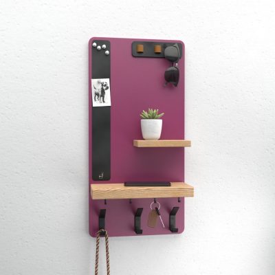 Old Oryx Entryway Organiser - Key and Coat Rack- Rebel Berry