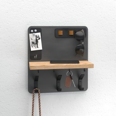 Old Oryx Entryway Organizer Coat & Key Hook - Dark Grey