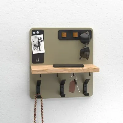 Old Oryx Entryway Organizer Coat & Key Hook - Light Grey